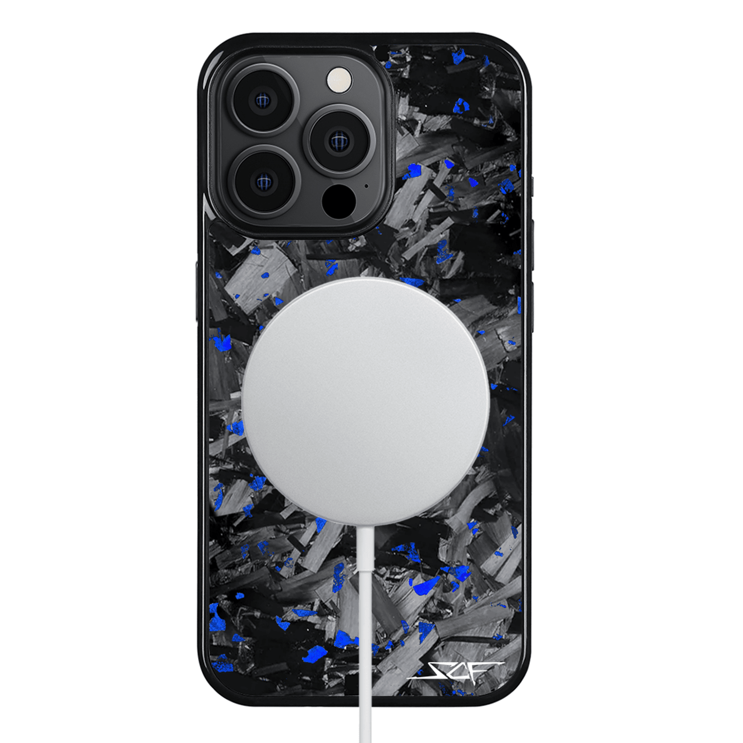 iPhone | Blue Flake Real Forged Chunk Carbon Fiber Phone Case | CLASSIC Series