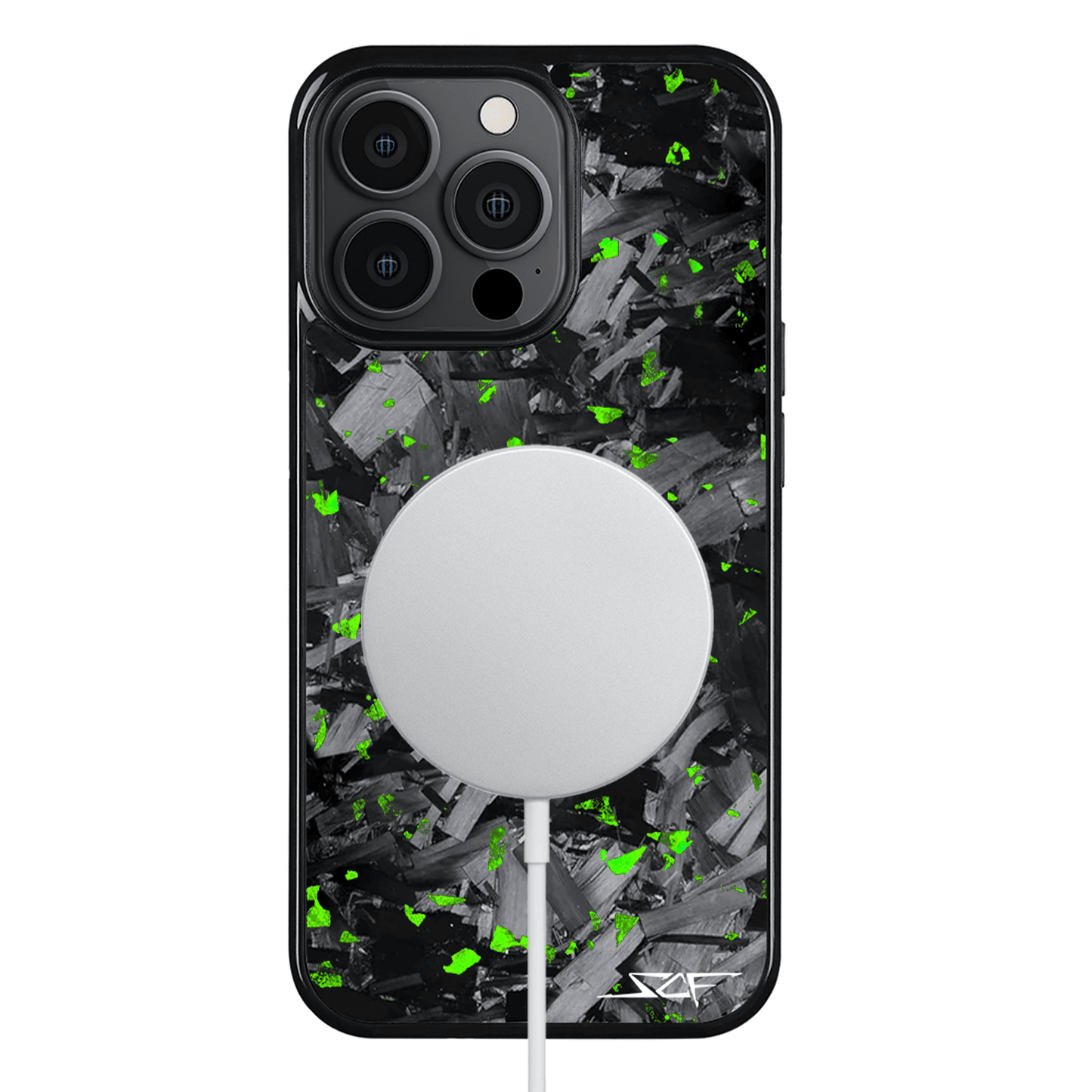 iPhone | Green Flake Real Forged Chunk Carbon Fiber Phone Case | CLASSIC Series