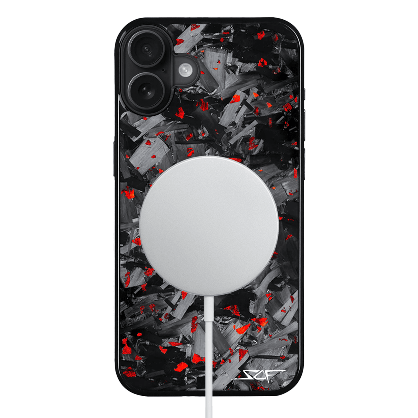 iPhone | Red Flake Real Forged Chunk Carbon Fiber Phone Case | CLASSIC Series