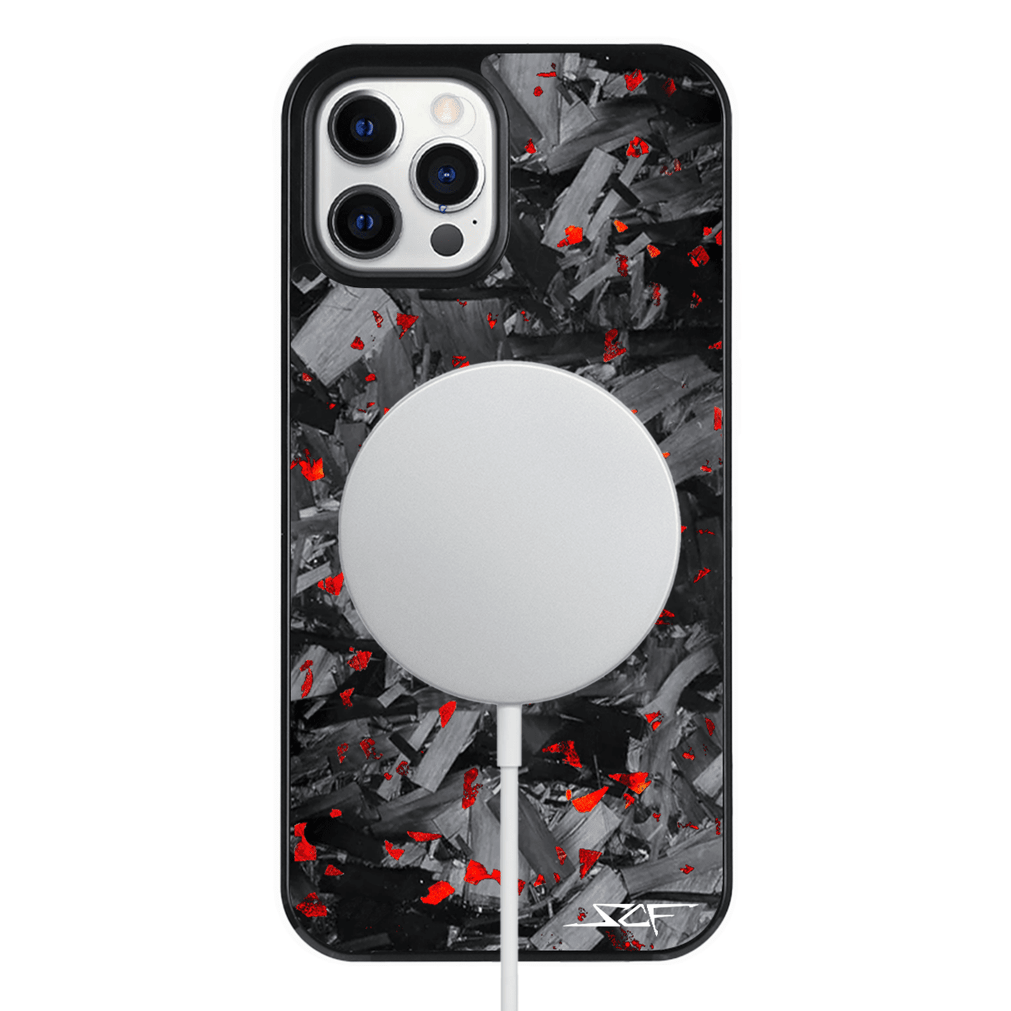 iPhone | Red Flake Real Forged Chunk Carbon Fiber Phone Case | CLASSIC Series