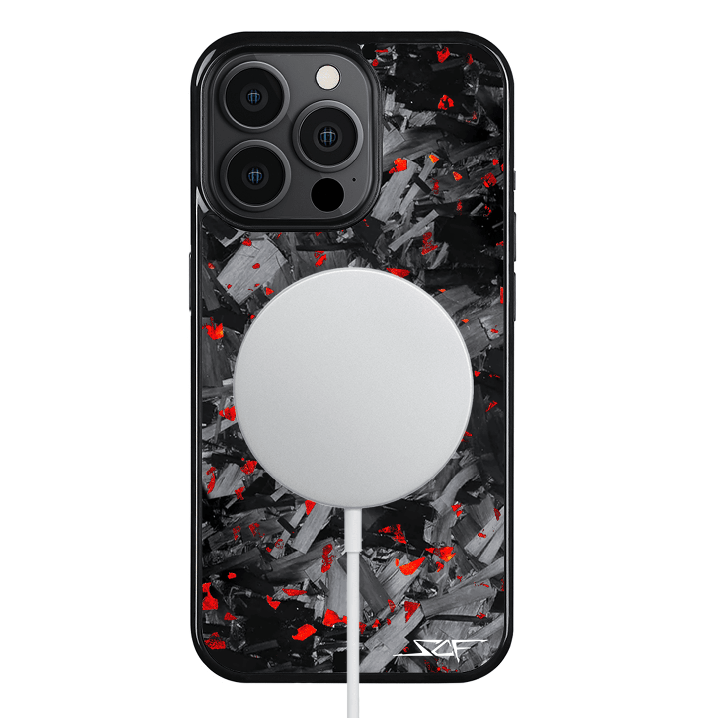 iPhone | Red Flake Real Forged Chunk Carbon Fiber Phone Case | CLASSIC Series
