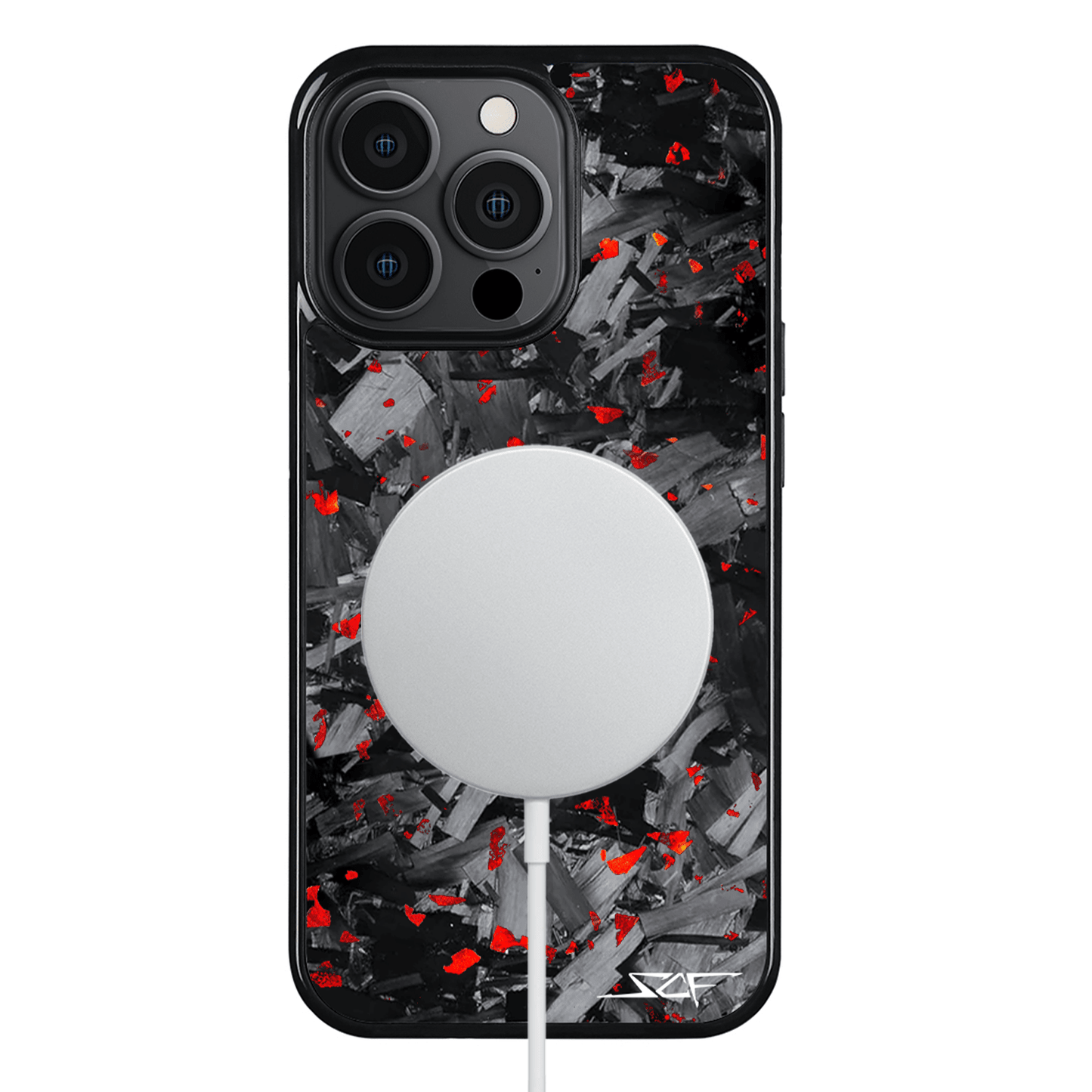 iPhone | Red Flake Real Forged Chunk Carbon Fiber Phone Case | CLASSIC Series