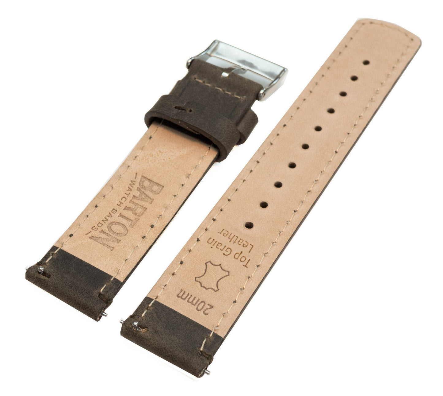 Samsung Galaxy Watch Active | Espresso Brown Leather & Stitching - Barton Watch Bands