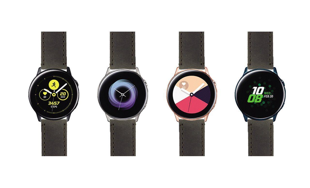 Samsung Galaxy Watch Active | Espresso Brown Leather & Stitching - Barton Watch Bands