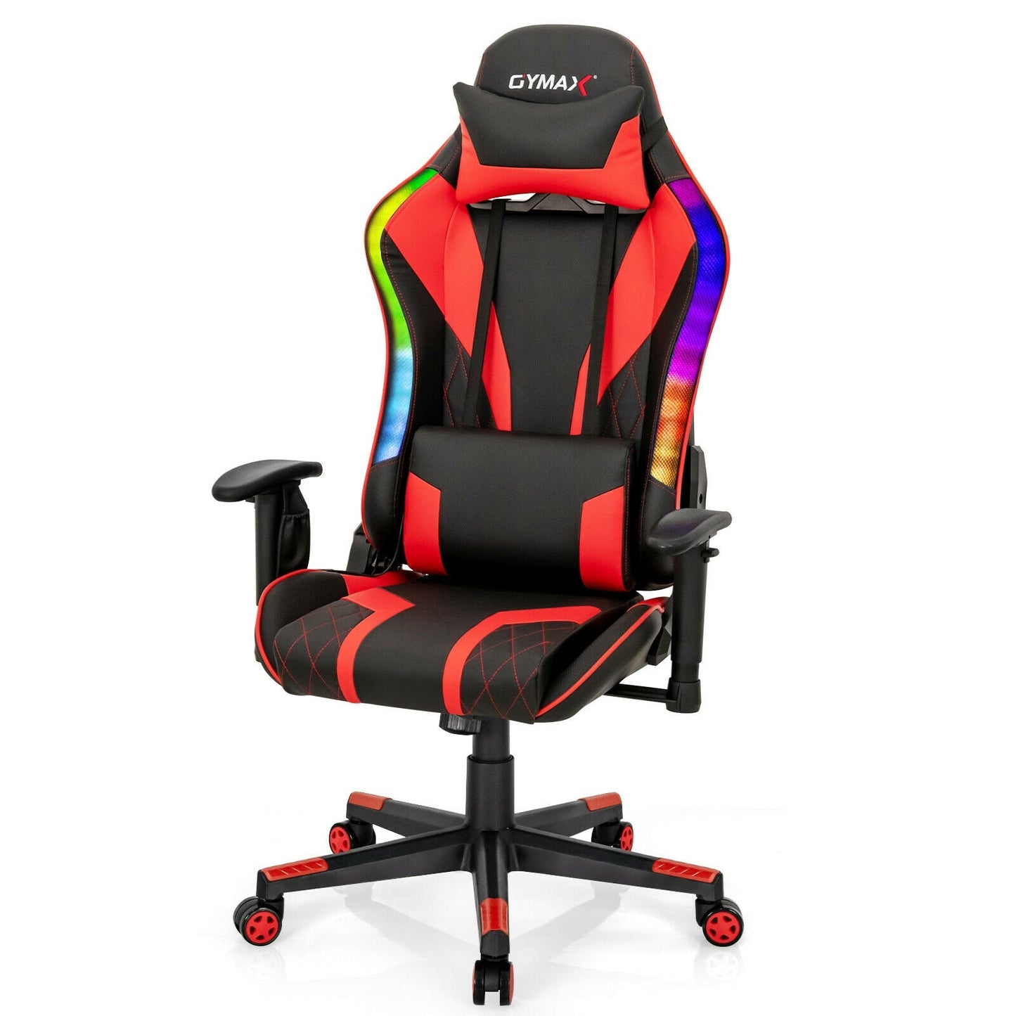 Gaming Chair Adjustable Swivel Computer Chair with Dynamic LED Lights-Red by DirectDeals