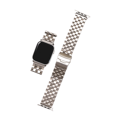 A METAL Apple Watch Strap in silver
