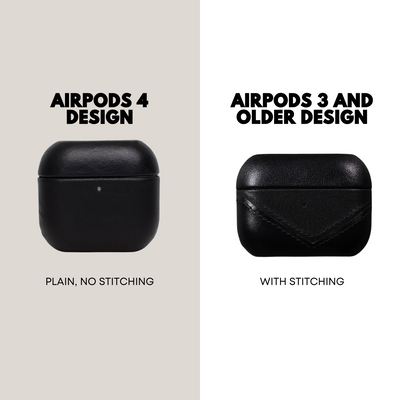 Comparison of AirPods 4 design (plain, no stitching) and AirPods 3 and older design (with stitching)