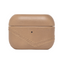 Leather AirPods case in beige with stitching details
