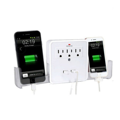 NEW! Classic Combo Wall Adapter W/3 AC Outlets W/Surge Protection And Dual USB Ports To Charge Your Gadgets Vista Shops