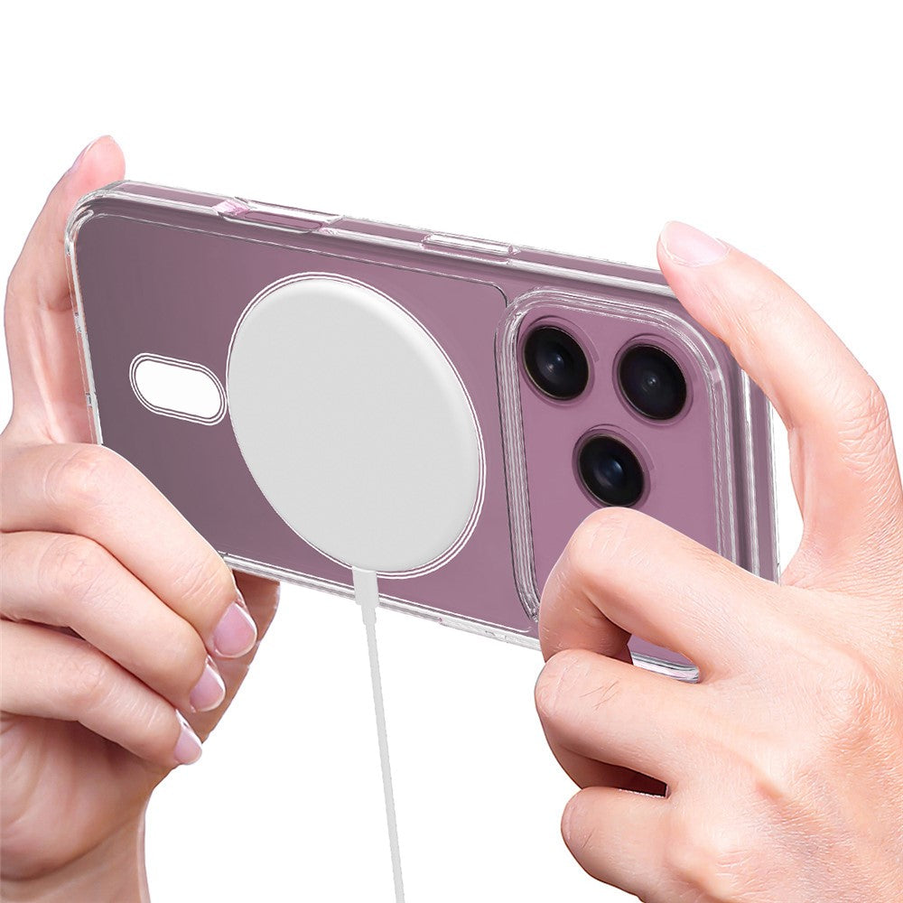 For iPhone 17 Pro Clear Phone Case Compatible with MagSafe TPU+Acrylic Back Cover