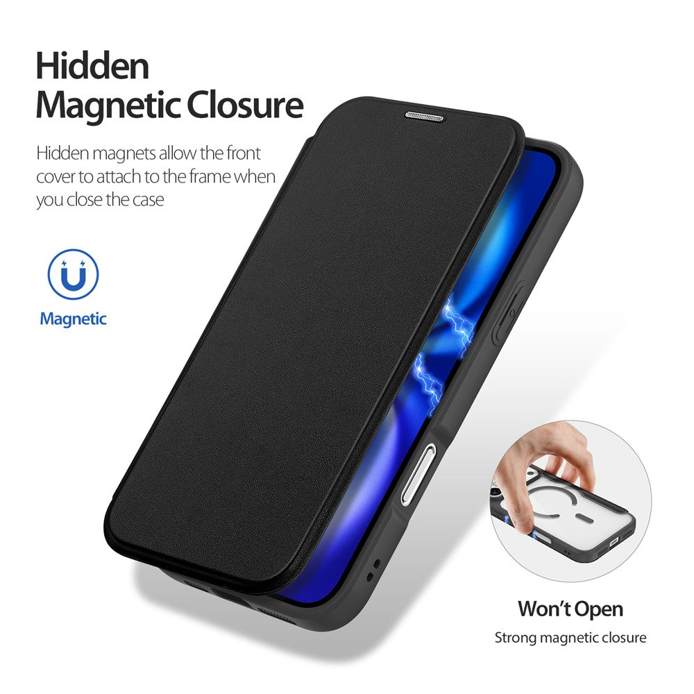 iPhone 17 Pro Leather Case DUX DUCIS Skin X Pro Series Flip Cover Compatible with MagSafe