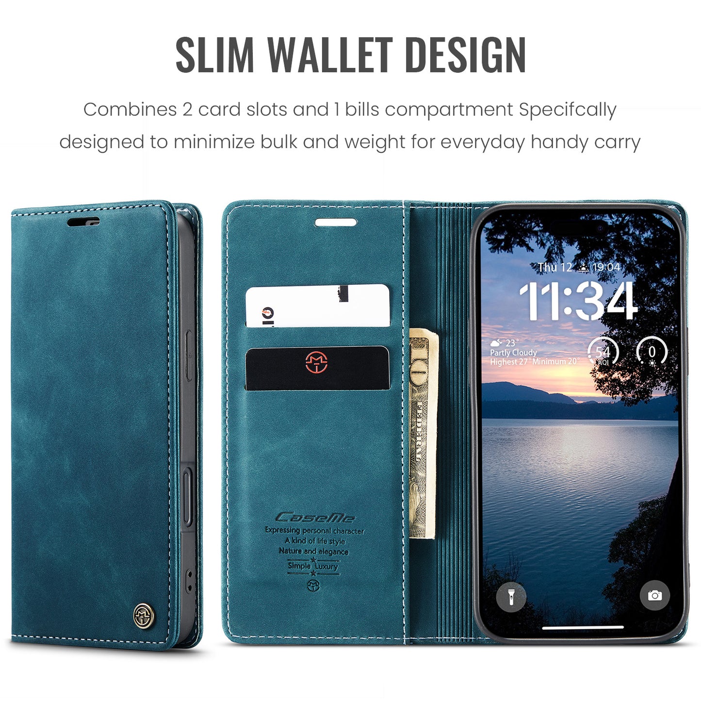 For iPhone 17 Pro Wallet Case CASEME 013 Series PU Leather Phone Cover Stand