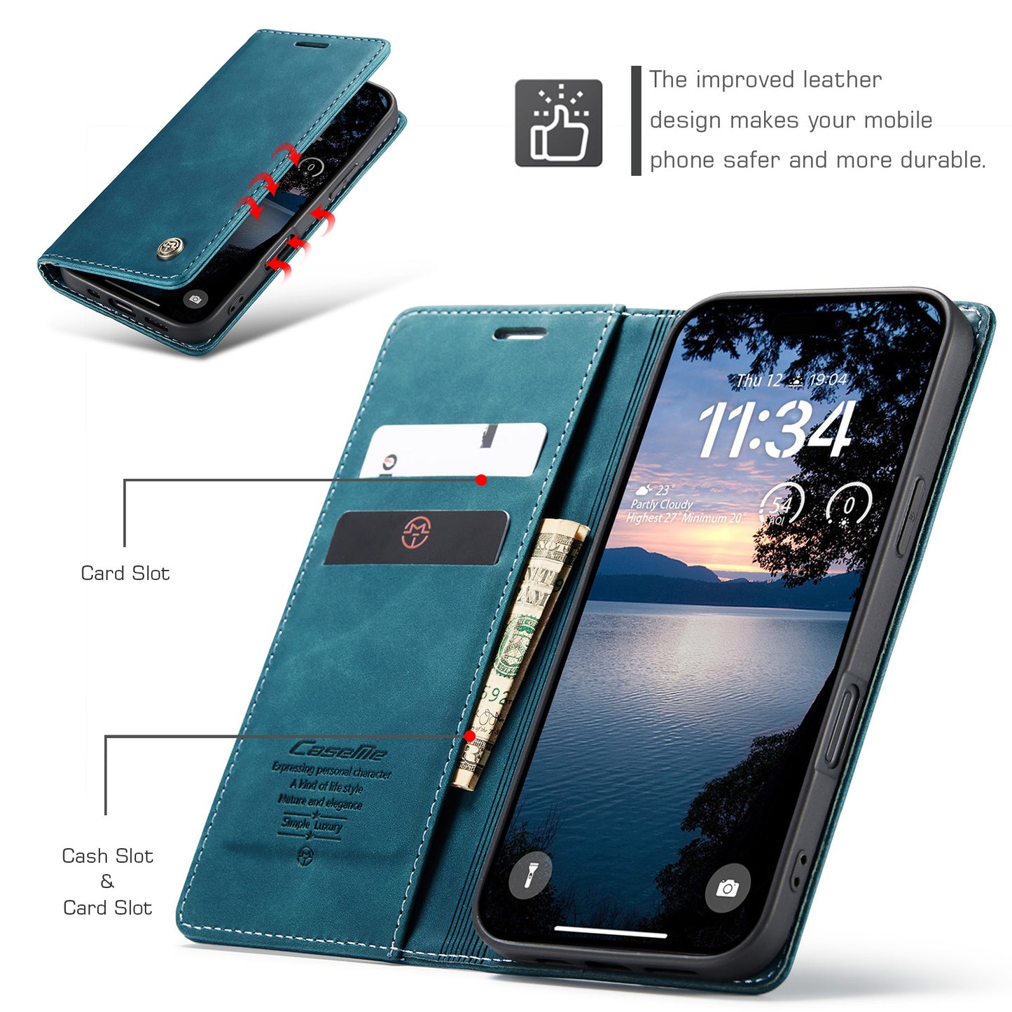 For iPhone 17 Pro Wallet Case CASEME 013 Series PU Leather Phone Cover Stand