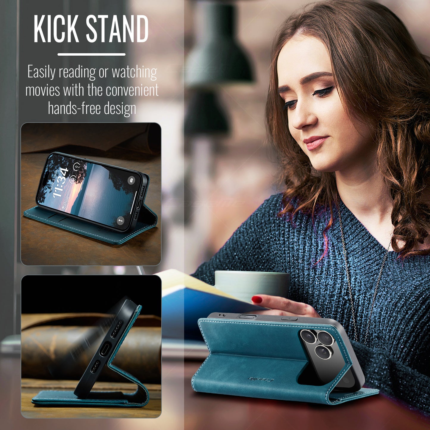 For iPhone 17 Pro Wallet Case CASEME 013 Series PU Leather Phone Cover Stand