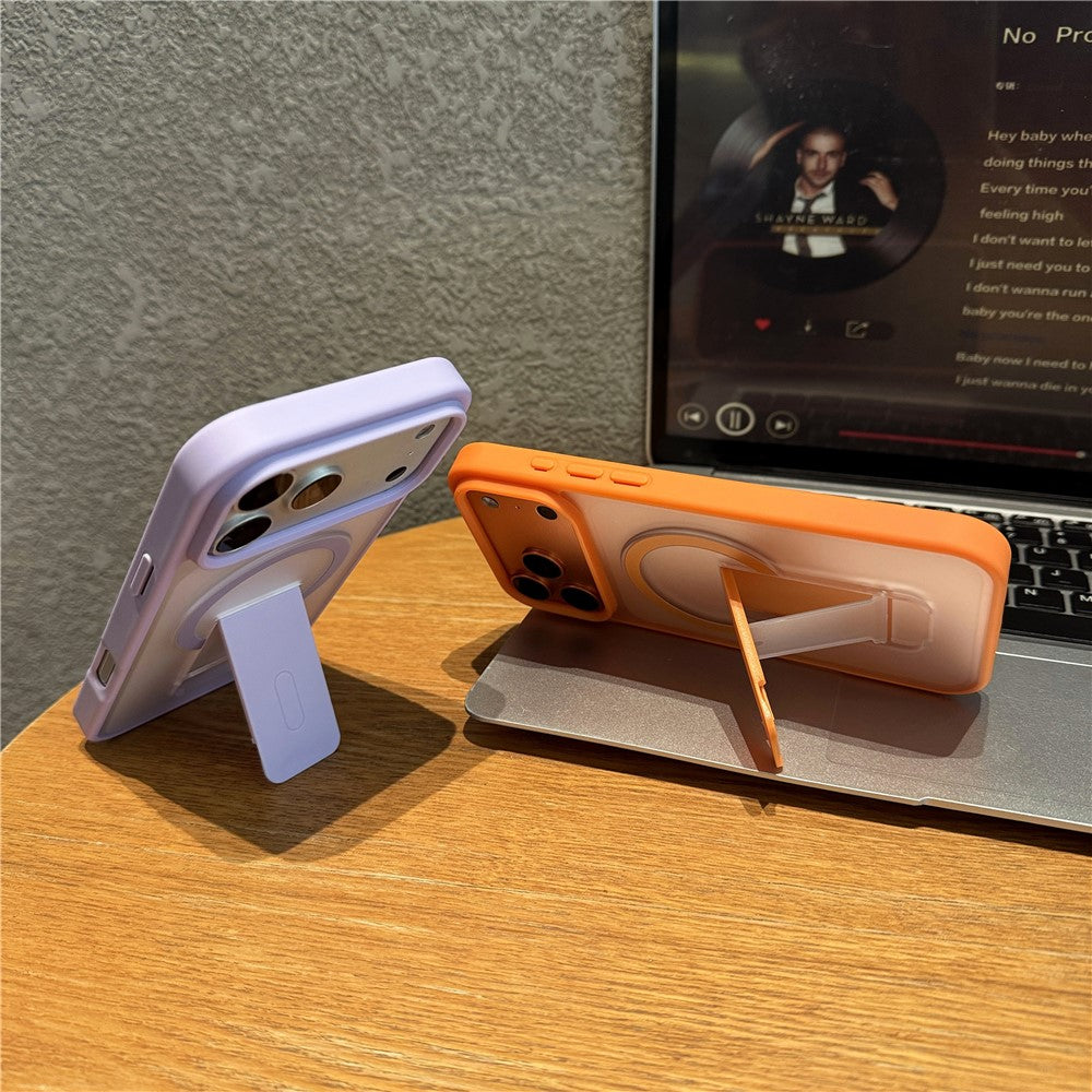 For iPhone 17 Pro Max Case Compatible with MagSafe Foldable Kickstand Skin Touch PC TPU Phone Cover