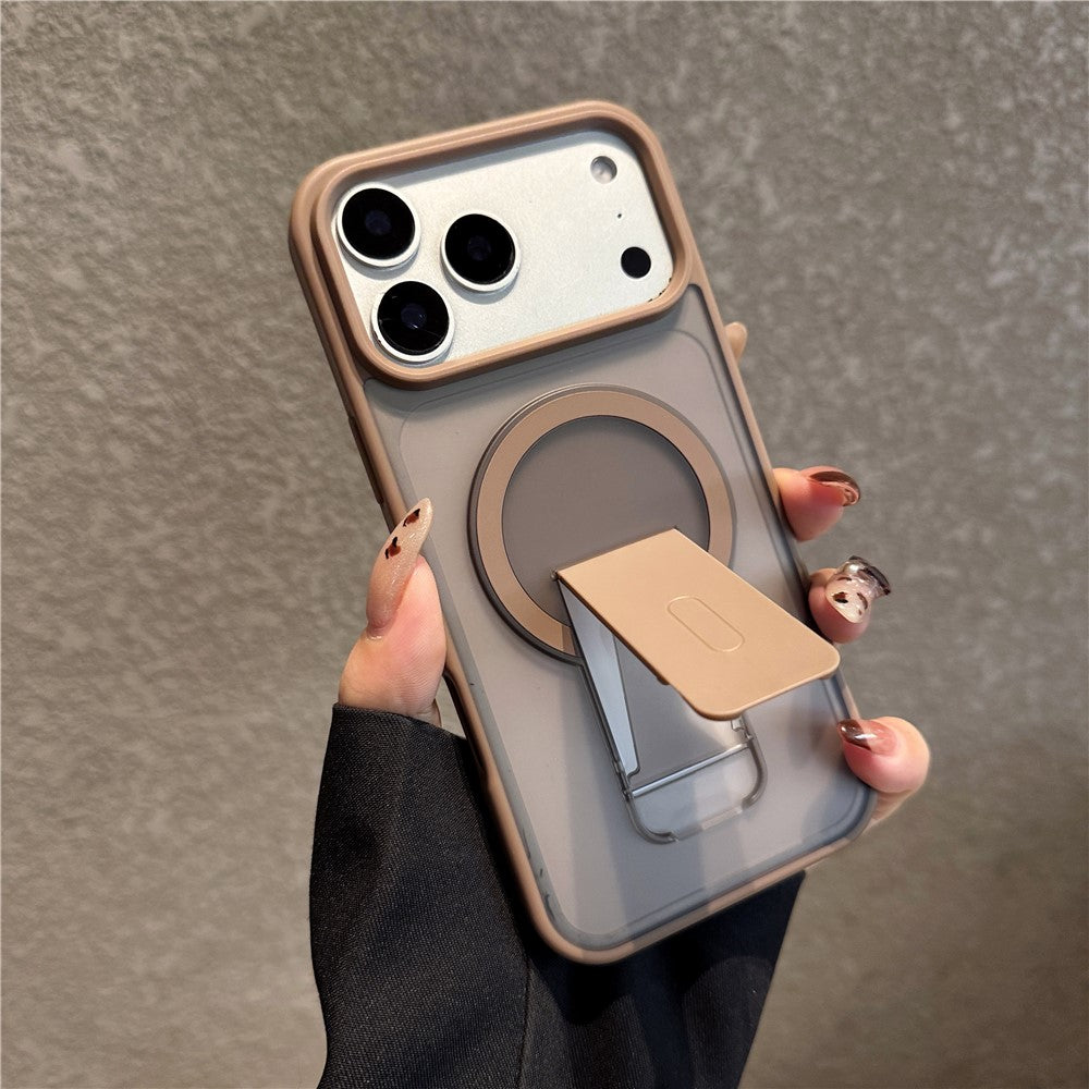 For iPhone 17 Pro Max Case Compatible with MagSafe Foldable Kickstand Skin Touch PC TPU Phone Cover