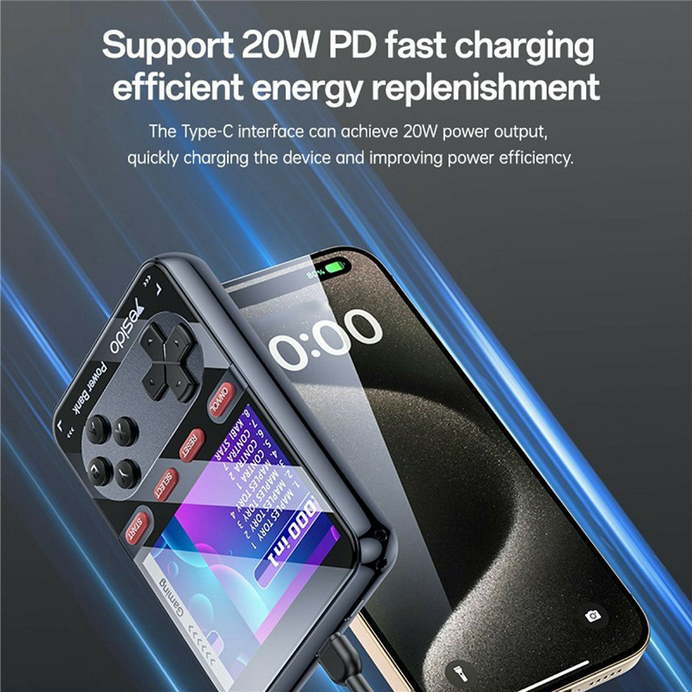 YESIDO YP87 2 in 1 2.8 Inch IPS Screen Game Console 10000mAh Power Bank with Type-C Cable