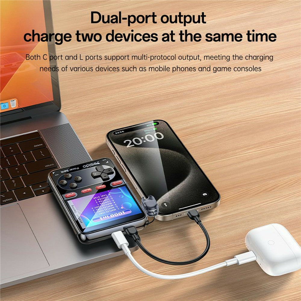 YESIDO YP87 2 in 1 2.8 Inch IPS Screen Game Console 10000mAh Power Bank with Type-C Cable