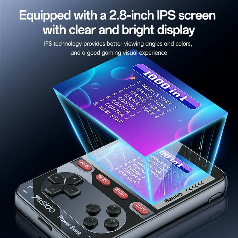 YESIDO YP87 2 in 1 2.8 Inch IPS Screen Game Console 10000mAh Power Bank with Type-C Cable