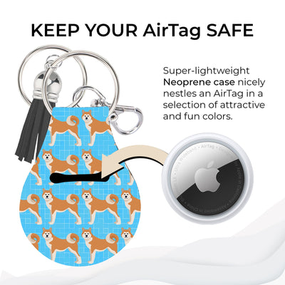 Jolitee Neoprene AirTag Compatible Case Keychain – Durable & Stylish Holder with Secure Ring and Clip, Compatible with Apple AirTag (Akita Inu) by Jolitee