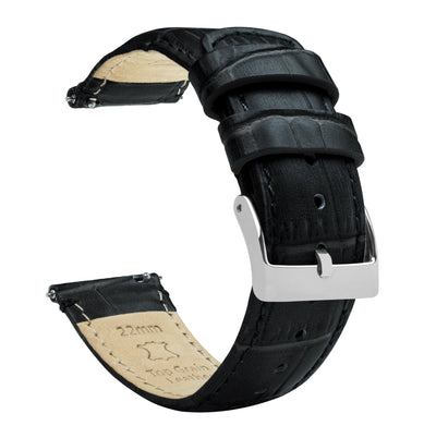 Black Alligator Grain Leather Watch Band by Barton Watch Bands