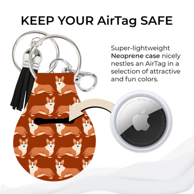 Jolitee Neoprene AirTag Compatible Case Keychain – Durable & Stylish Holder with Secure Ring and Clip, Compatible with Apple AirTag (Corgi) by Jolitee