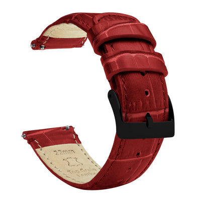 Samsung Galaxy Watch3 | Crimson Red Alligator Grain Leather - Barton Watch Bands