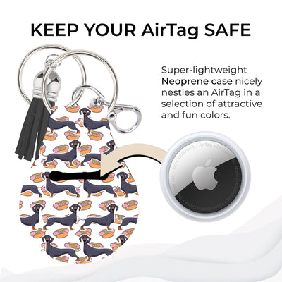 Jolitee Neoprene AirTag Compatible Case Keychain – Durable & Stylish Holder with Secure Ring and Clip, Compatible with Apple AirTag (Dachshund) by Jolitee