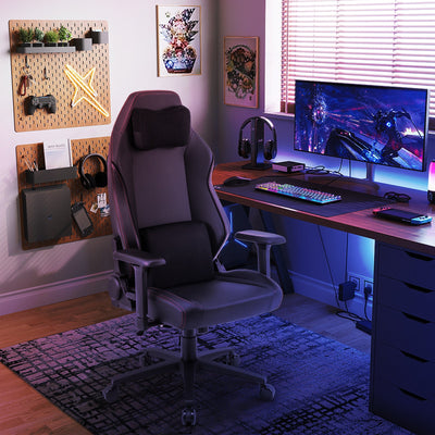 Ergonomic High Back Computer Chair with Magnetic Headrest and Lumbar Pillow-Black by DirectDeals