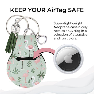 Jolitee Neoprene AirTag Compatible Case Keychain – Durable & Stylish Holder with Secure Ring and Clip, Compatible with Apple AirTag (Flamingo) by Jolitee
