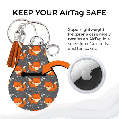 Jolitee Neoprene AirTag Compatible Case Keychain – Durable & Stylish Holder with Secure Ring and Clip, Compatible with Apple AirTag (Fox) by Jolitee