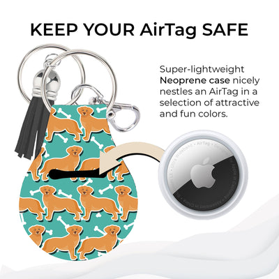 Jolitee Neoprene AirTag Compatible Case Keychain – Durable & Stylish Holder with Secure Ring and Clip, Compatible with Apple AirTag (Golden Retriever) by Jolitee