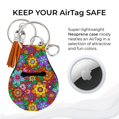 Jolitee Neoprene AirTag Compatible Case Keychain – Durable & Stylish Holder with Secure Ring and Clip, Compatible with Apple AirTag (Groove) by Jolitee