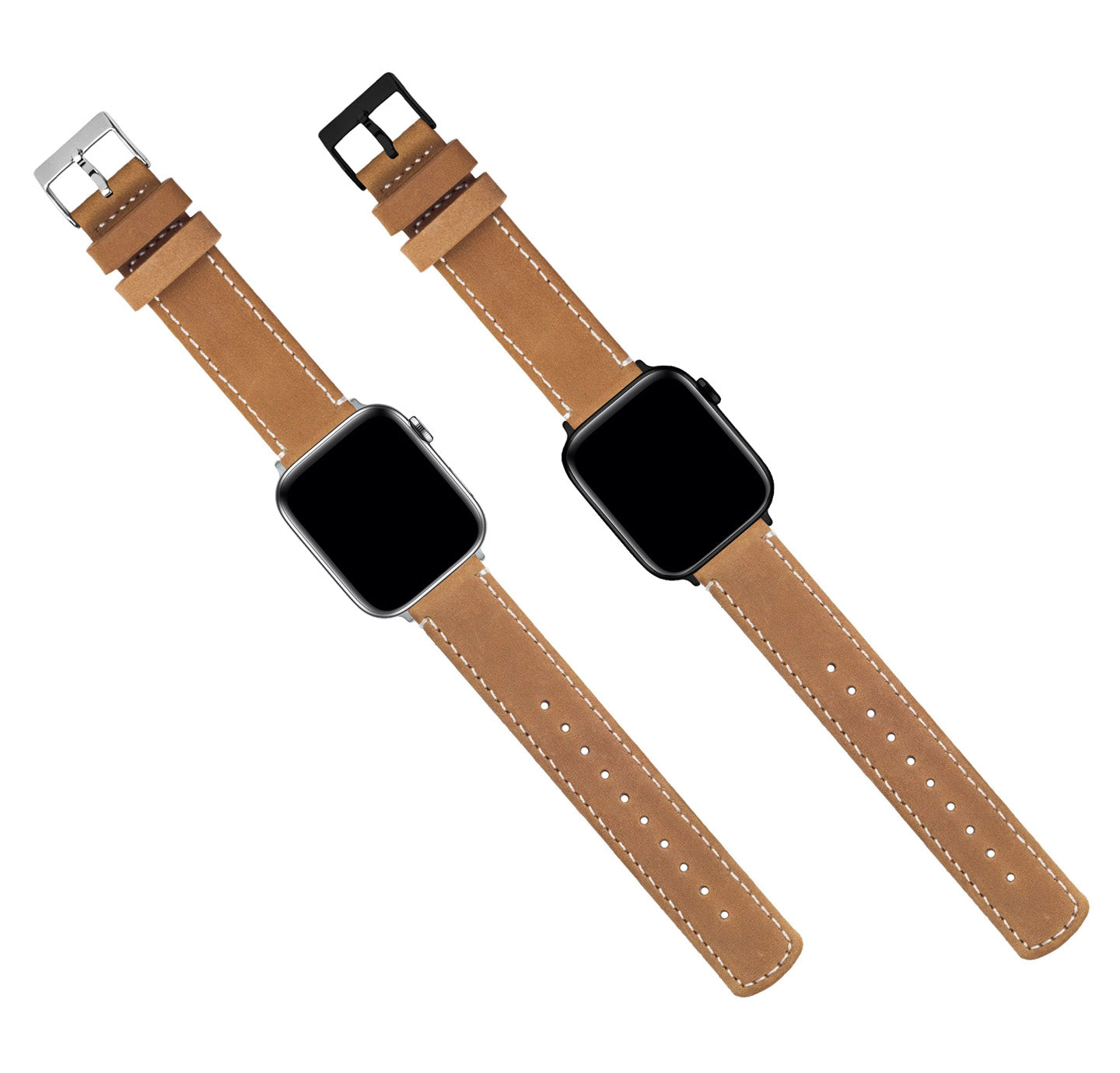 Apple Watch | Gingerbread Leather & Linen White Stitching - Barton Watch Bands