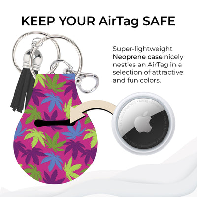 Jolitee Neoprene AirTag Compatible Case Keychain – Durable & Stylish Holder with Secure Ring and Clip, Compatible with Apple AirTag (Leaves Doodle) by Jolitee