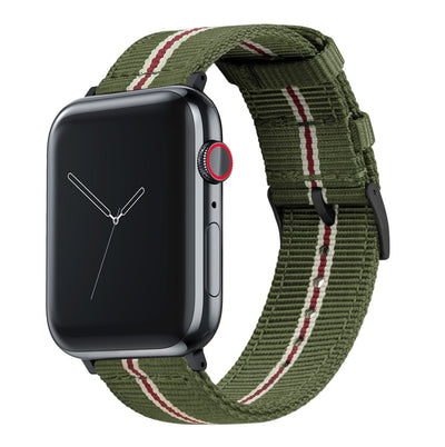 Apple Watch | Two-piece NATO style | Army Green & Crimson - Barton Watch Bands