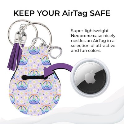 Jolitee Neoprene AirTag Compatible Case Keychain – Durable & Stylish Holder with Secure Ring and Clip, Compatible with Apple AirTag (Peace Sign) by Jolitee