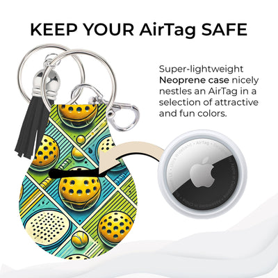 Jolitee Neoprene AirTag Compatible Case Keychain – Durable & Stylish Holder with Secure Ring and Clip, Compatible with Apple AirTag (Pickleball) by Jolitee