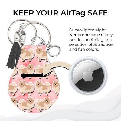 Jolitee Neoprene AirTag Compatible Case Keychain – Durable & Stylish Holder with Secure Ring and Clip, Compatible with Apple AirTag (Pomeranian) by Jolitee