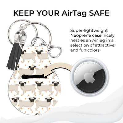 Jolitee Neoprene AirTag Compatible Case Keychain – Durable & Stylish Holder with Secure Ring and Clip, Compatible with Apple AirTag (Pug) by Jolitee