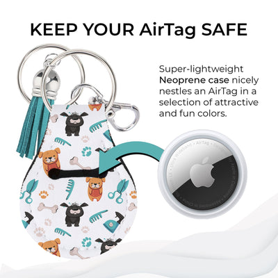 Jolitee Neoprene AirTag Compatible Case Keychain – Durable & Stylish Holder with Secure Ring and Clip, Compatible with Apple AirTag (Puppy) by Jolitee