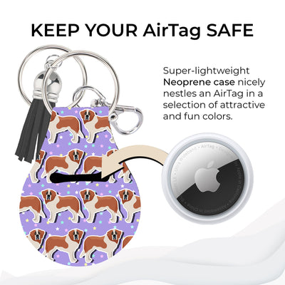 Jolitee Neoprene AirTag Compatible Case Keychain – Durable & Stylish Holder with Secure Ring and Clip, Compatible with Apple AirTag (St Bernard) by Jolitee