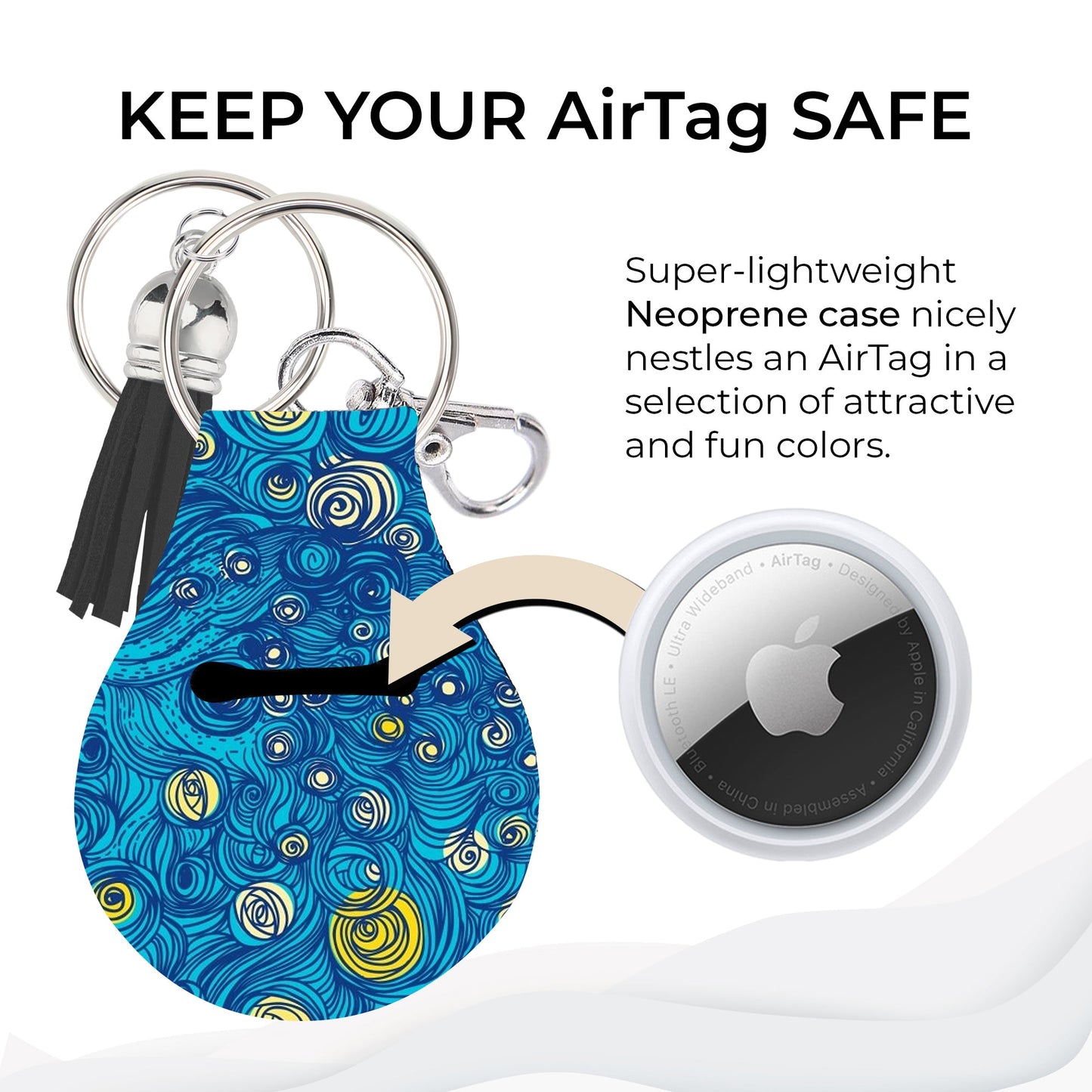 Jolitee Neoprene AirTag Compatible Case Keychain – Van Gogh by Jolitee