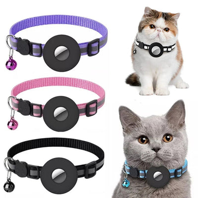Reflective Collar Waterproof Holder Case For Airtag Air Tag Airtags Protective Cover Cat Dog Kitten Puppy Nylon Collar Red Yellow Purple Black Pink Orange Sky Blue by G8Central.com