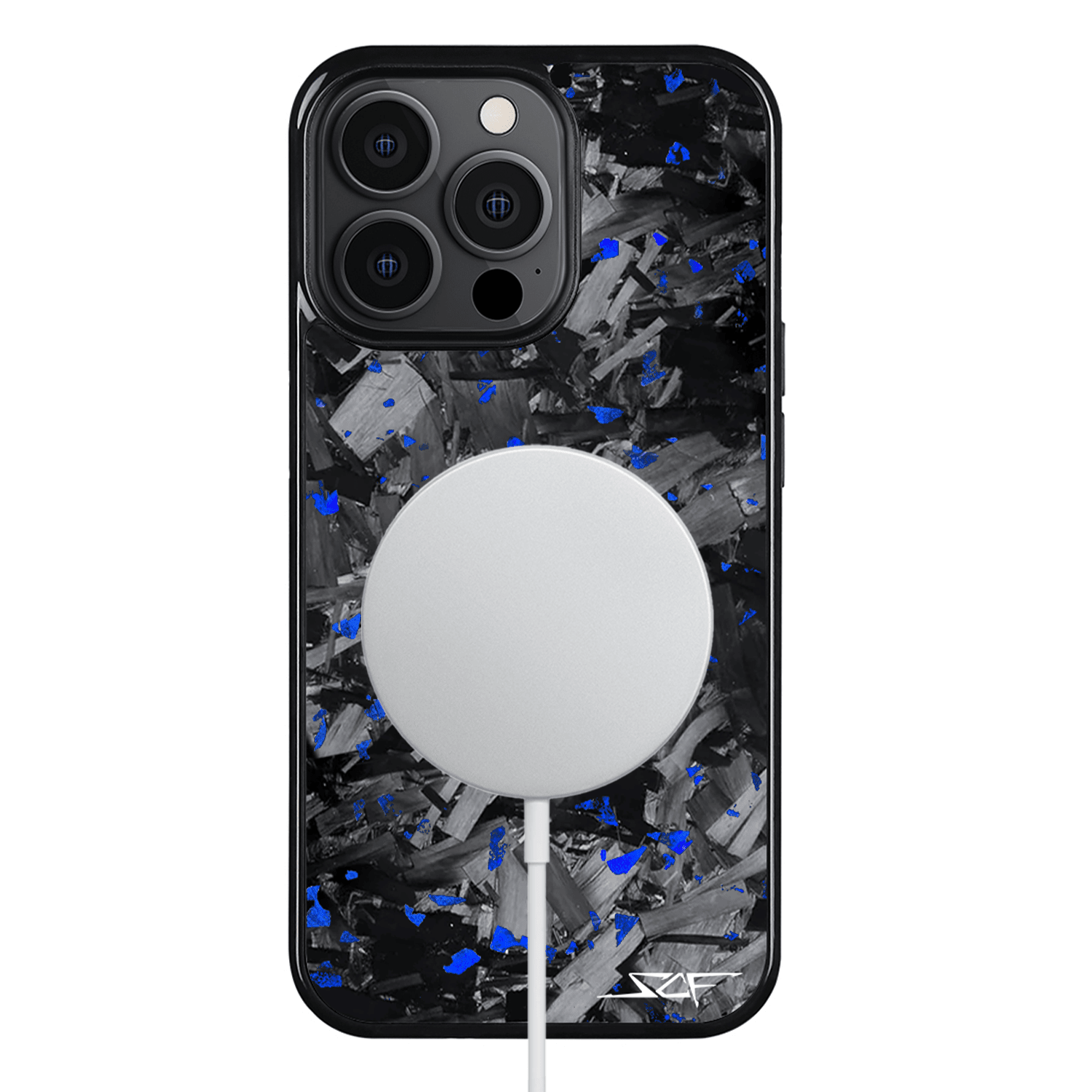 iPhone | Blue Flake Real Forged Chunk Carbon Fiber Phone Case | CLASSIC Series