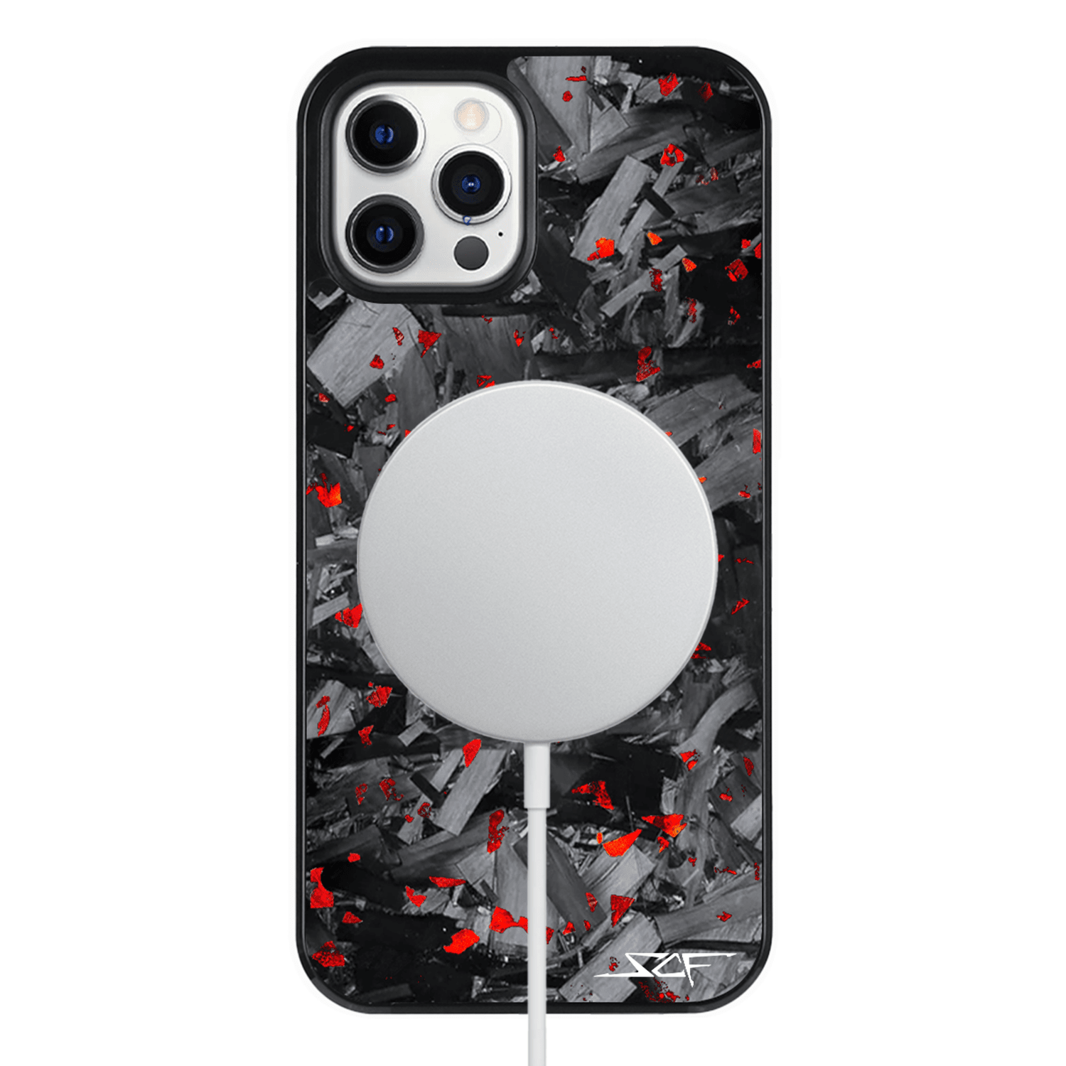 iPhone | Red Flake Real Forged Chunk Carbon Fiber Phone Case | CLASSIC Series