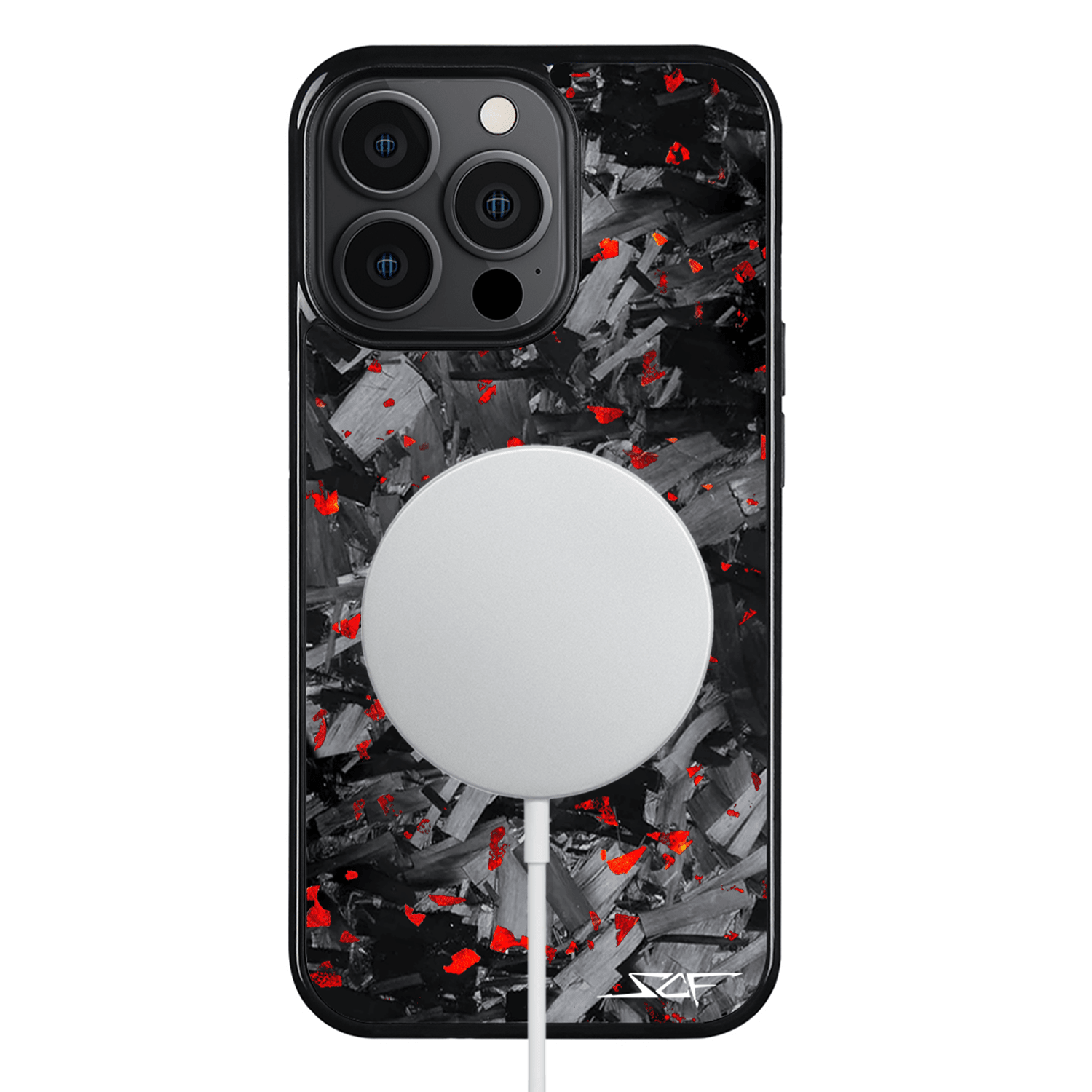 iPhone | Red Flake Real Forged Chunk Carbon Fiber Phone Case | CLASSIC Series